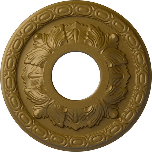 Ekena Millwork Leaf Ceiling Medallion (Fits Canopies up to 4 3/4"), 11 3/8"OD x 3 5/8"ID x 1 1/8"P, Gold CM11LFGLS - main